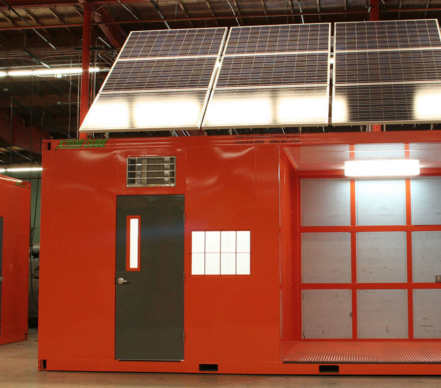 Solar panels can be fitted to Xtreme Cubes, minimizing reliance on exiting power to the site.