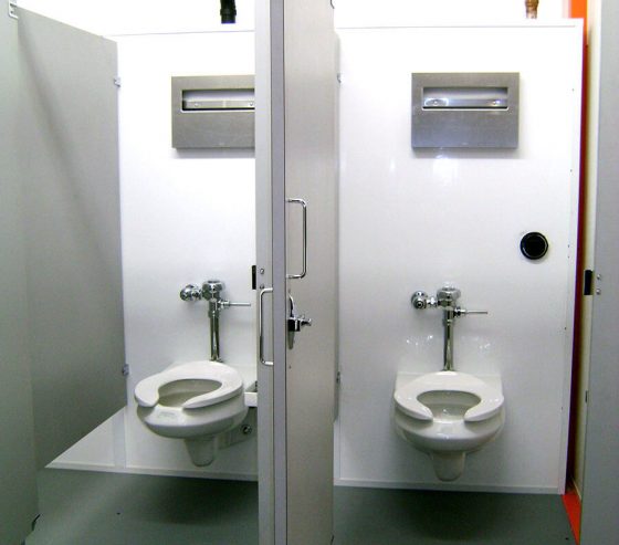Wall-mounted hardware ensures cleaning and maintenance is easy, even with high occupancy.