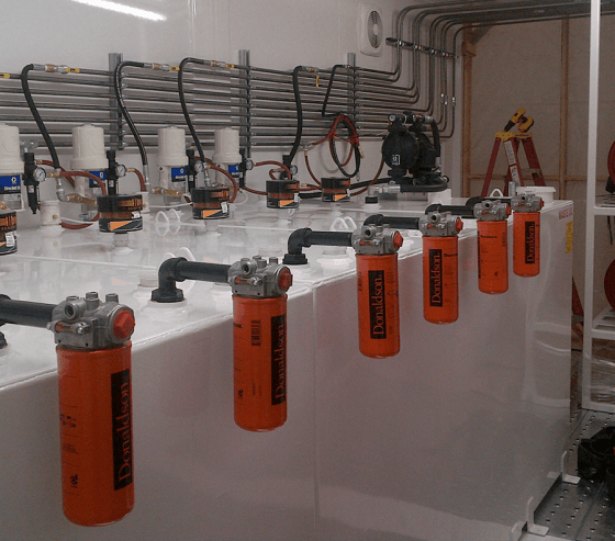 A dedicated lube facility keeps the jobsite well organized and ensures waste materials are correctly disposed of.